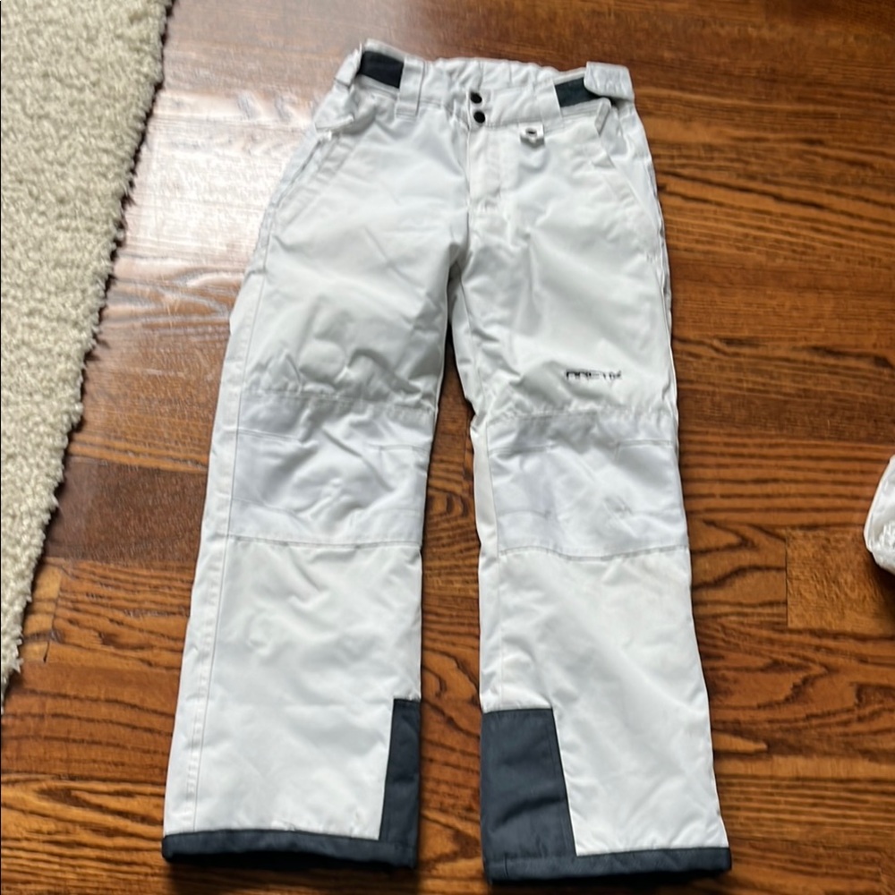 White and Gray Kids Snow Pants